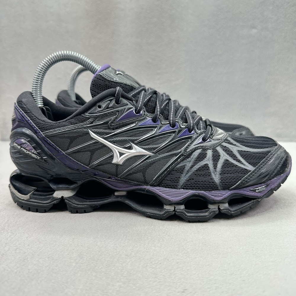 Womens Size 8.5 Mizuno Wave Prophecy 7 Shoes Black / Purple Running Sneakers